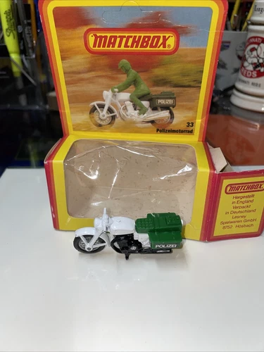 Matchbox Lesney Green Police Motorcycle Bike #33 Polizei German Version & Box