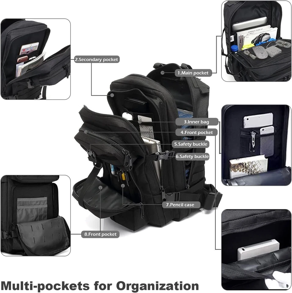 50L Large Tactical Military Backpack Waterproof Rucksack Hiking Laptop Backpack - Image 4 of 4