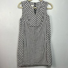 Talbots Navy Blue & White Check Sleeveless Dress 12 Petite