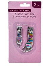 NAIL CLIPPERS 2 pcs Sassy  Chic Rainbow Geometrics Foot Shaped BRAND NEW SEALED