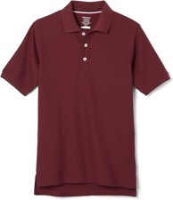 French Toast Boys' Short Sleeve Pique Polo Uniform Shirt Std  Husky Burgundy
