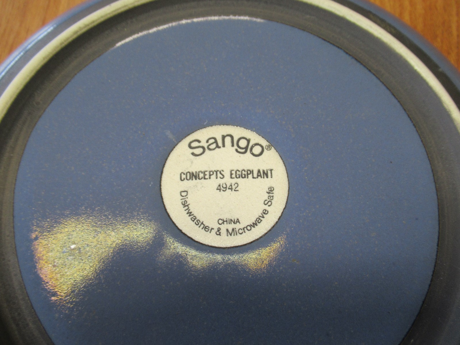 Sango CONCEPTS EGGPLANT 4942 Footed Bowl 7 1/8" White Blue 1 ea   6 available