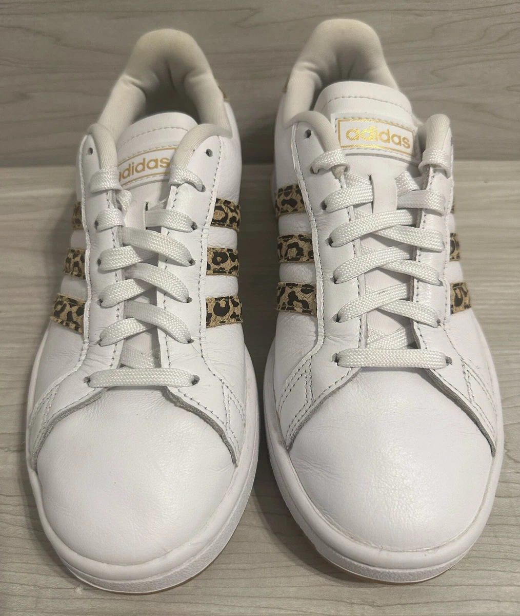 Adidas white deals leopard sneakers