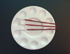 Palette & 3 x Extra Fine Detail Sable Paint Brushes Modelling Art Model Making