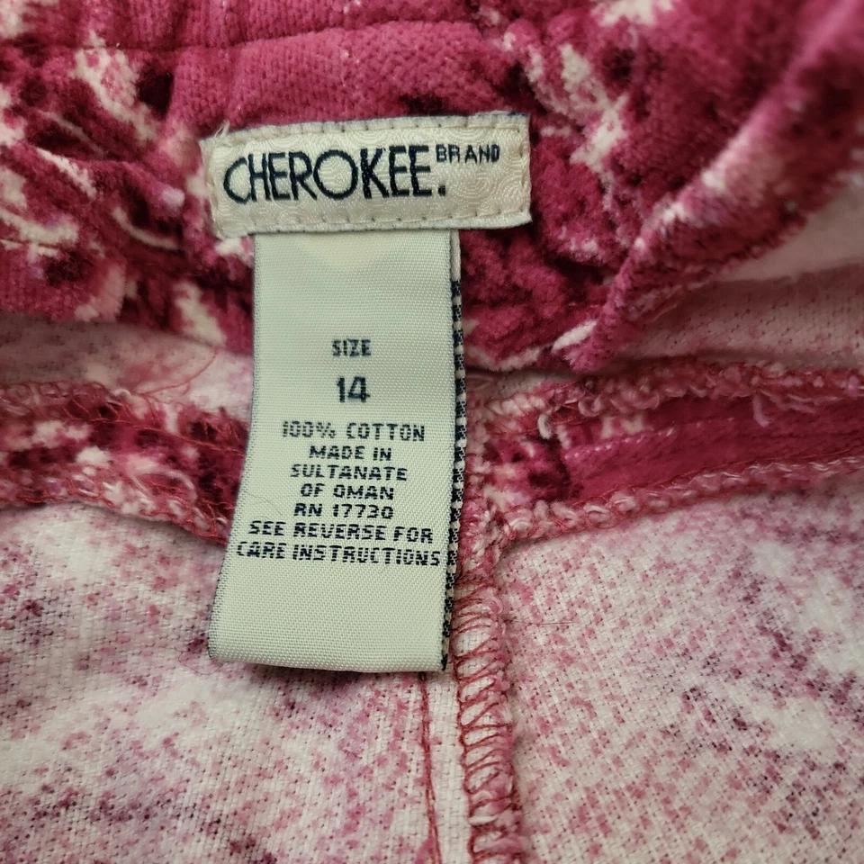 CHEROKEE GIRL'S PANTS PUNK SIZE 14 COTTON CORDUROY BOOTCUT FLORAL CASUAL - Image 2 of 4