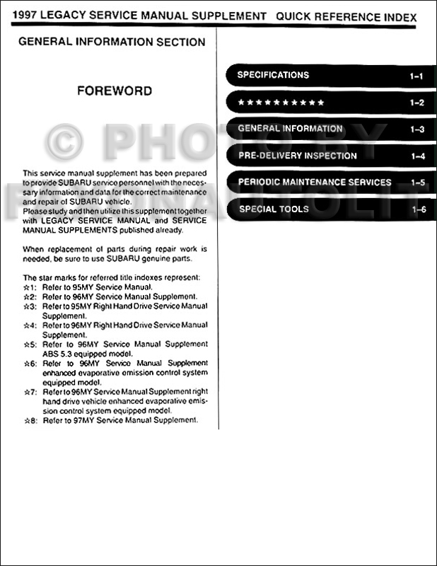 1998 Subaru Legacy and Outback Shop Manual 9 Volume Set OEM Repair
