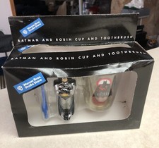 Warner Bros. Vintage 1998 Batman and Robin Cup and Toothbrush Set New