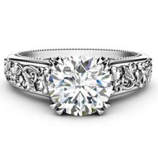 1.50Ct White Round Cut CZ Handcrafted Band Ring Solid 925 Sterling Silver