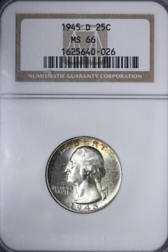 GEM BU 1945-D Washington Quarter NGC MS66 Toned DSHE