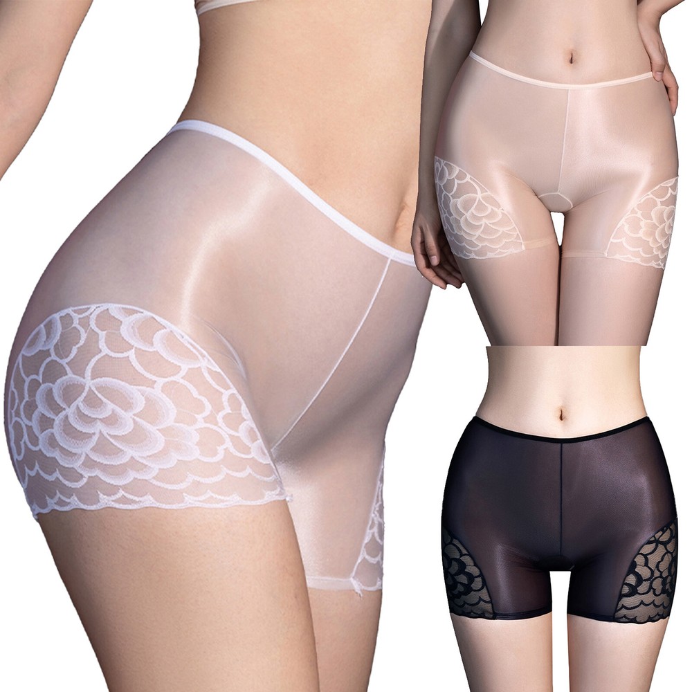 Women's Ultra-Thin Glossy Oil Boxer Shorts Breathable Tight Panties
