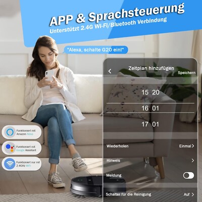 Robotstaubsauger mit WiFi/App/, 2-in-1 Saugroboter und Wischmopp-Kombination,