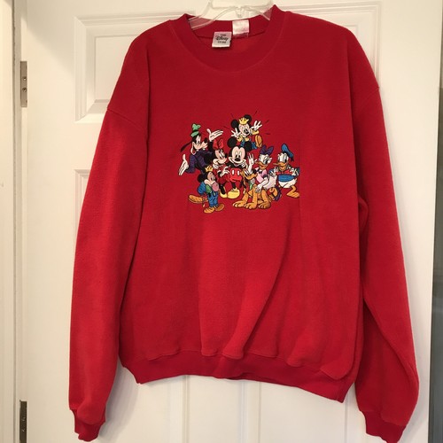 Vintage 90s Disney Mens Crew Neck Red 