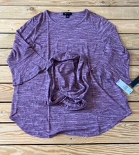 AB studio NWT $36 women’s ribbed top and scarf set Size L Burgundy H6