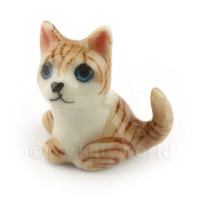 Puppenhaus Miniatur Sitzender Brown Tabby Katze