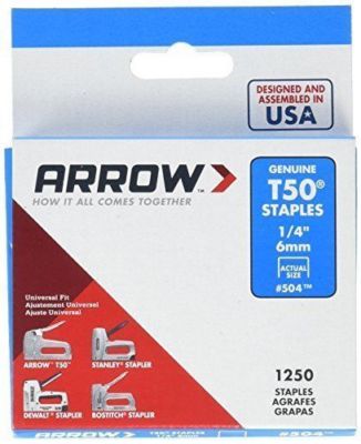 ARROW T50 GENUINE STAPLES 1/4-INCH  1250 PACK #504 BRAND NEW MADE IN USA 4479101
