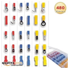 480Pcs 12 Size Assorted Insulated Electrical Wiring Wire Terminal Crimp Kit
