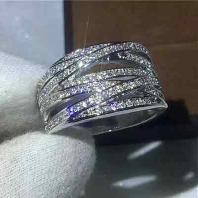 2Ct Round Lab-Created Moissanite Cluster Wedding Band Ring 14K White Gold Plated