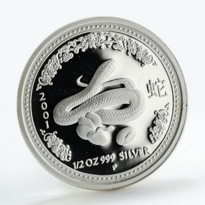 Australia 50 cent Lunar Year of the Snake Series I proof silver