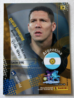 Panini Soccer Trading Card Diego Simeone Argentina No. 24