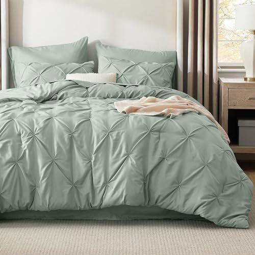 Size Comforter Sets - Bedding Sets 7 Pieces, Pintuck Bed Full 03 - Sage Green