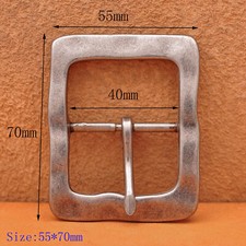 Heavy Duty Solid Antique Silver Center Bar Belt Buckle Fits 1-1/2" Leather Belts