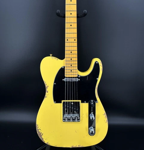 TeLe Yellow Electric Guitar Black Pickguard Maple Fretboard Black guard plate