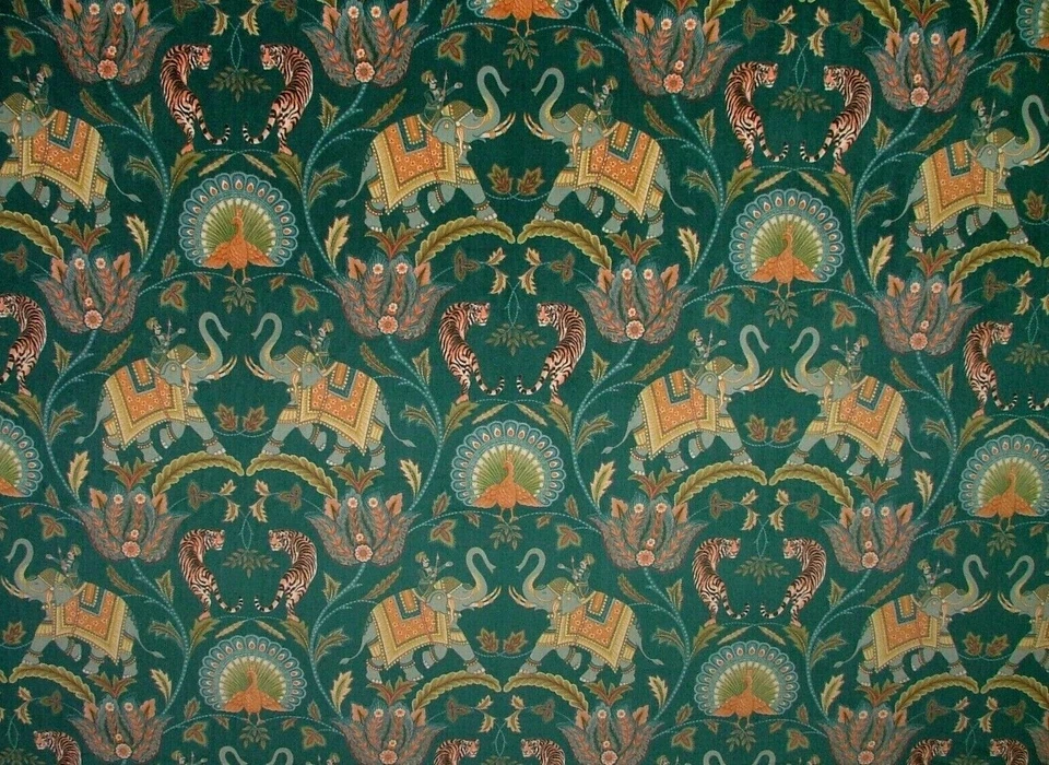 Indisch Elefant Tiger Ocean samt Stoff Vorhang Polster Kissen - Bild 3 von 4