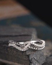 1ct Round Cut Simulated Diamond Ring 14k WhiteGold Plated Love Knot Beaded Wave