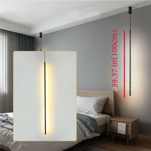 New LED Slender Strip Pendant Light Chandelier Cylindrical Ceiling Lamp Fixture