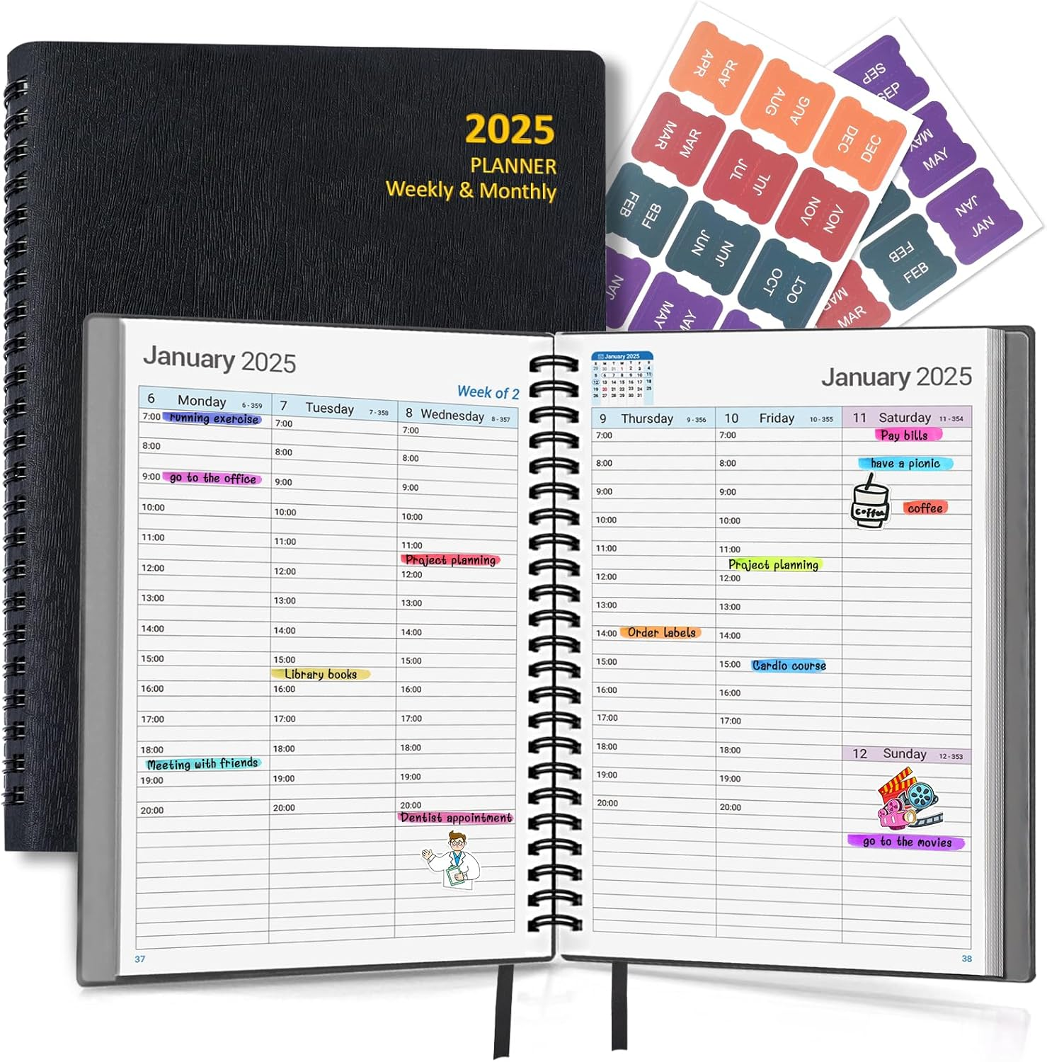 2025 Planner Weekly and Monthly, Soft Faux Leather Daily Planner 2025, Appointme