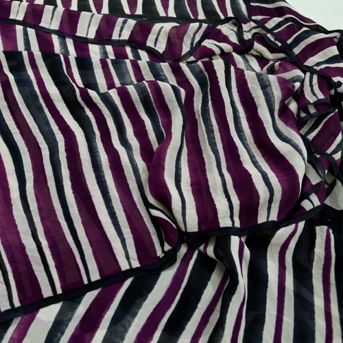 Indian Vintage Sari Black & Purple Pure Georgette Silk Printed Saree Sewing Soft - Imagen 9 de 22