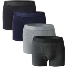 Men's Pure Cotton Rich Boxer Shorts Underwear Plain Breathable Trunks Underpants