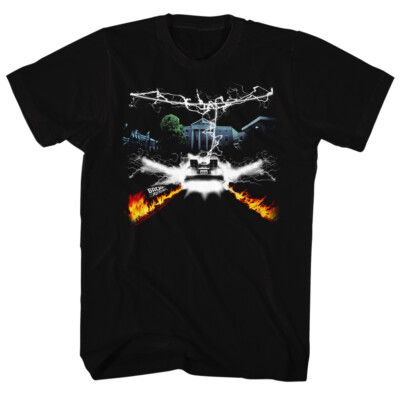 Back To The Future Collage 88 MPH DeLorean Clock Tower Lightning Men's T Shirt  