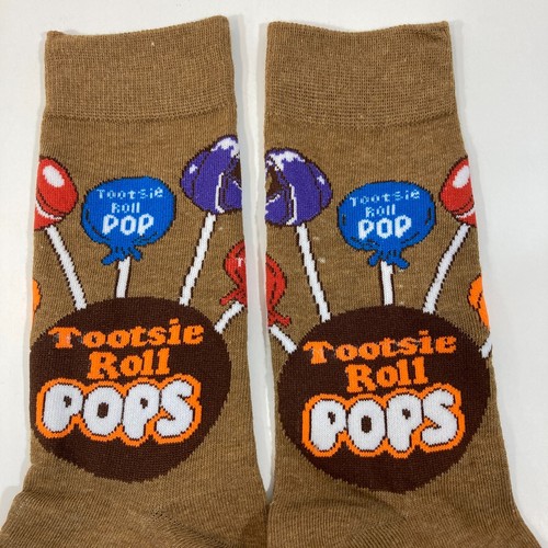 TOOTSIE ROLL POPS SOCKS brown retro candy Halloween men/women ADULT CREW OSFM - Picture 3 of 3