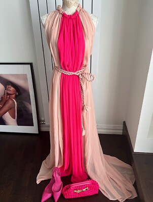 Schifon prom wedding pageant custommade red carpet dress pink