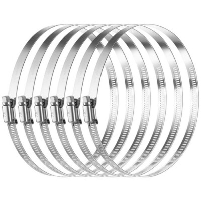 Hose Clamp Set - 6PCS 8 Inch 304 Stainless Steel Worm Gear Hose Clamps For Fuel Line,dryer,Intercooler,Garden Water Pipe And Washing - View #2