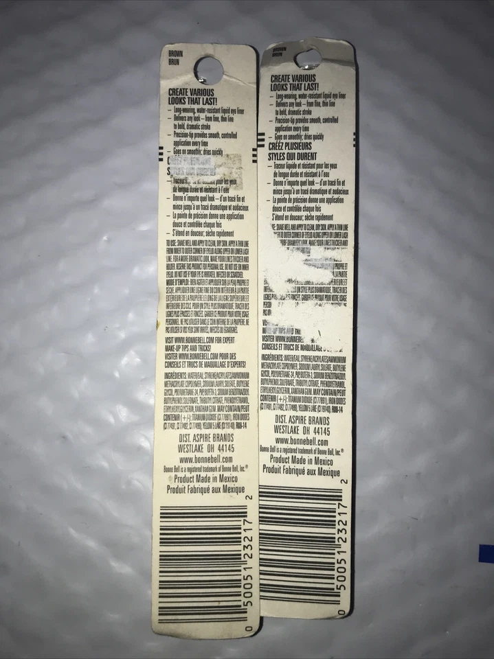 Lote de 2 delineadores BONNE BELL delineador de ojos líquido impactante 217E MARRÓN nip LEER Foto 2 de 2