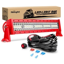 Nilight LED Light Bar 22Inch Triple Row Spot Flood Combo Lights Red Shell