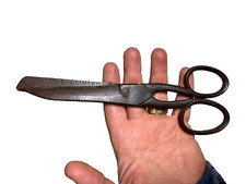 Antique Early Primitive 1800s Blacksmith Hand Forged Wrought Iron Steel Scissors
