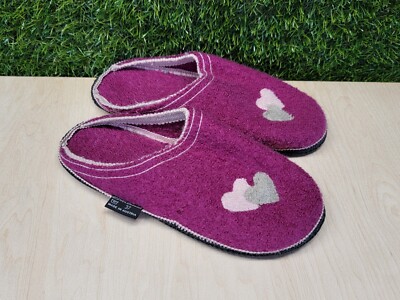Kitz Pichler Austria Boiled Wool Hot Pink Slippers Women's House Shoes Sz 37 EUR
