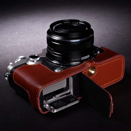 Vintage Handmade Genuine Leather Camera Half Cover Case Bag For Olympus PEN-F - Picture 17 of 21