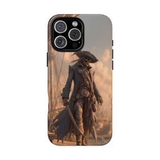 For iPhone / Galaxy / Pixel   Skeleton Pirate Captain Cutlass Phone Case