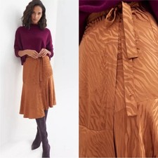 Anthropologie Maeve Tamra Jacquard Midi Skirt Faux Wrap size 8