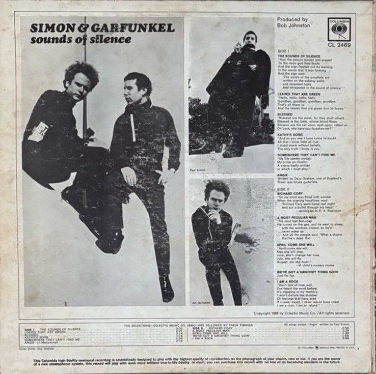 Simon & Garfunkel Sounds of Silence Vinyl Record 1965 Columbia