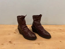 NWOT/B A.S.98 Tremont Wedge Boot , Eggplant Leather , Sz EU 40 / US 9 - 9.5