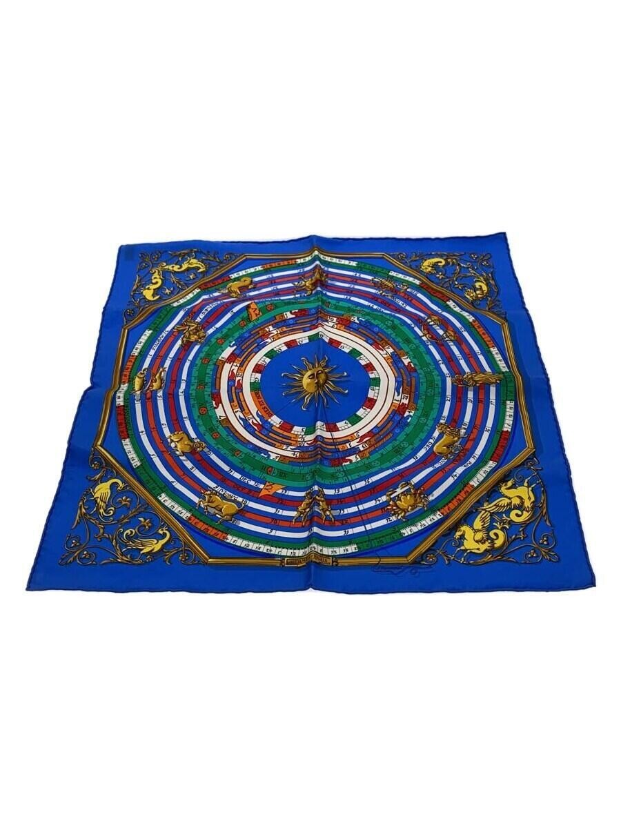 RARE HERMES Silk Scarf Blue Allover Pattern Ladies Luxury Accessory