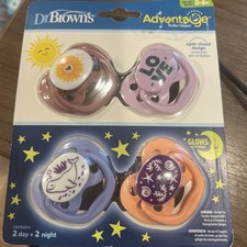 Dr Brown's Advantage Pacifiers 0-6 Mo 4-Pack Day/Night Glow Fast Free Shipping