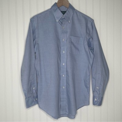 Lauren Ralph Lauren Men's Blue Button Down 100% Cotton Neck 15