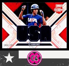 CJ Abrams 2019 Panini Elite Extra Edition USA Materials Orange #/199