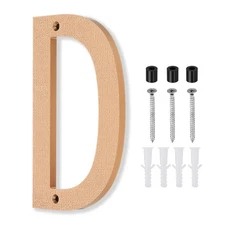 10 Inch House Number, House Address Numbers Sign Large Floating, Gold, D